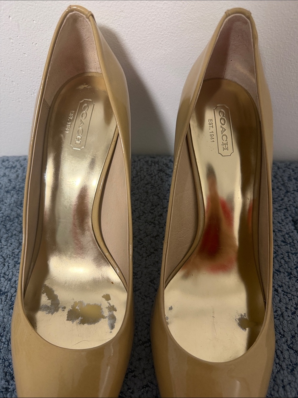 Coach Women's Beige Patent Leather Pumps - Picture 10 of 11